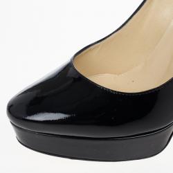 مملوكة مسبقًا Jimmy Choo Black Patent Cosmic Platform Pumps Size 38.5