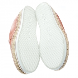 Pre Owned Jimmy Choo Metallic Pink Canvas Dawn Slip On Espadrille Sneakers Size 40