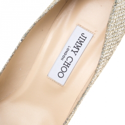 Pre Owned Jimmy Choo Metallic Gold Lamé Glitter Fabric Abel Pointed Toe Pumps Size 41