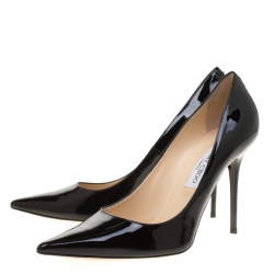 مملوكة مسبقًا Jimmy Choo Black Patent Leather Abel Pointed Toe Pumps Size 42