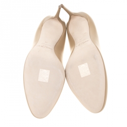 Pre Owned Jimmy Choo Beige Leather Esme Almond Toe Pumps Size 41