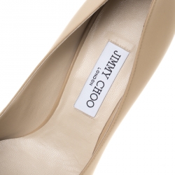 Pre Owned Jimmy Choo Beige Leather Esme Almond Toe Pumps Size 41