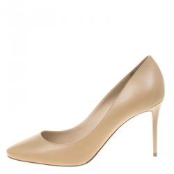 Pre Owned Jimmy Choo Beige Leather Esme Almond Toe Pumps Size 41