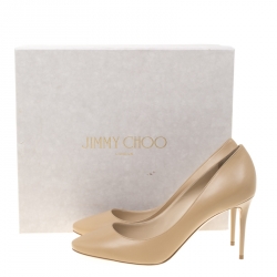 Pre Owned Jimmy Choo Beige Leather Esme Almond Toe Pumps Size 41