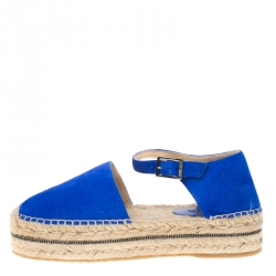 Pre Owned صندل جيمي تشو ديلفين سويدي برتقالي بحزام للكاحل نعل إسبادريل سميك مقاس 41