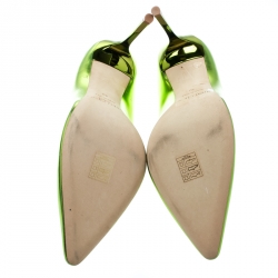 Pre Owned حذاء كعب عالي جيمي تشو رومي  جلد أسود لامع مقدمة مدببة مقاس 39