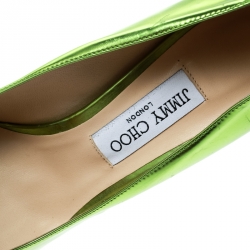 Pre Owned حذاء كعب عالي جيمي تشو رومي  جلد أسود لامع مقدمة مدببة مقاس 39