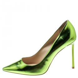 Pre Owned حذاء كعب عالي جيمي تشو رومي  جلد أسود لامع مقدمة مدببة مقاس 39