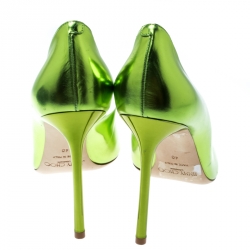 Pre Owned حذاء كعب عالي جيمي تشو رومي  جلد أسود لامع مقدمة مدببة مقاس 39