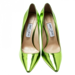 Pre Owned حذاء كعب عالي جيمي تشو رومي  جلد أسود لامع مقدمة مدببة مقاس 39