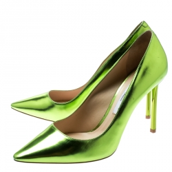 Pre Owned حذاء كعب عالي جيمي تشو رومي  جلد أسود لامع مقدمة مدببة مقاس 39