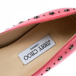 Pre Owned Jimmy Choo Pink Leather Windsor Star Embellished Pointed Toe Flats Size 40
