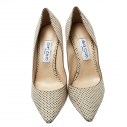 Pre Owned Jimmy Choo Beige Embossed Python Leather Romy Pumps Size 41