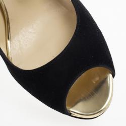 Pre Owned Jimmy Choo Black Suede Brulee Platform Peep Toe Pumps Size 38
