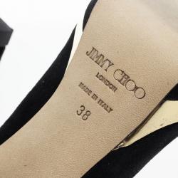 Pre Owned Jimmy Choo Black Suede Brulee Platform Peep Toe Pumps Size 38