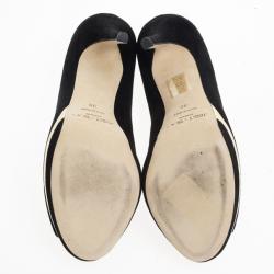 Pre Owned Jimmy Choo Black Suede Brulee Platform Peep Toe Pumps Size 38