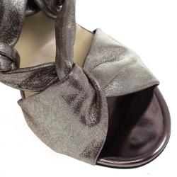 Pre Owned Jimmy Choo Metallic Suede Knotted Kemble Sandals Size 37.5