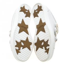 Pre Owned Jimmy Choo White Leather Trainers Low Top Sneakers 38