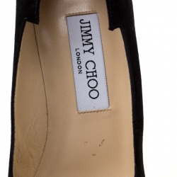 Pre Owned Jimmy Choo Black Suede And Metallic Gold Leather Cut Out Detail Pointed Toe Pumps Size 39
