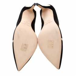 Pre Owned Jimmy Choo Black Suede And Metallic Gold Leather Cut Out Detail Pointed Toe Pumps Size 39
