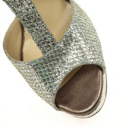 Pre Owned Jimmy Choo Glitter Totem T Strap Sandals Size 40