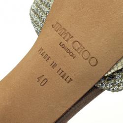 Pre Owned Jimmy Choo Glitter Totem T Strap Sandals Size 40