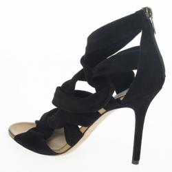 Pre Owned Jimmy Choo Black ‘Kami’ Knotted Suede Sandals Size 39