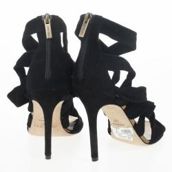 Pre Owned Jimmy Choo Black ‘Kami’ Knotted Suede Sandals Size 39