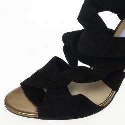 Pre Owned Jimmy Choo Black ‘Kami’ Knotted Suede Sandals Size 39