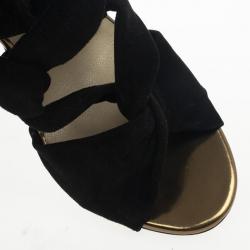 Pre Owned Jimmy Choo Black ‘Kami’ Knotted Suede Sandals Size 39
