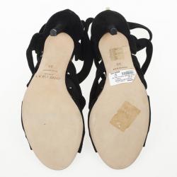 Pre Owned Jimmy Choo Black ‘Kami’ Knotted Suede Sandals Size 39