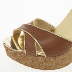 مملوكة مسبقًا Jimmy Choo Pape Mirrored Wedge Sandals Size 41