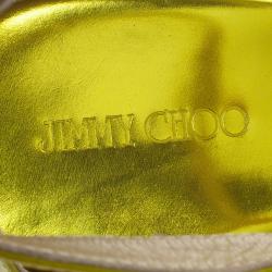 Pre Owned Jimmy Choo Lime Green Patent Pania Cork Wedges Sandals Size 39.5