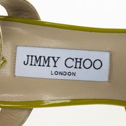 Pre Owned Jimmy Choo Lime Green Patent Leather Lolita Platform Sandals Size 39