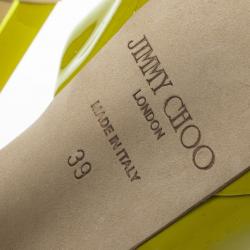 Pre Owned Jimmy Choo Lime Green Patent Leather Lolita Platform Sandals Size 39