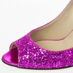 Pre Owned Jimmy Choo Biel Orchid Glitter Fabric Wedge Pumps Size 40