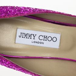 Pre Owned Jimmy Choo Biel Orchid Glitter Fabric Wedge Pumps Size 40