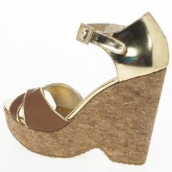 مملوكة مسبقًا Jimmy Choo Pape Mirrored Wedge Sandals Size 40.5