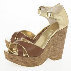 مملوكة مسبقًا Jimmy Choo Pape Mirrored Wedge Sandals Size 40.5