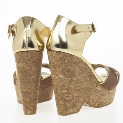مملوكة مسبقًا Jimmy Choo Pape Mirrored Wedge Sandals Size 40.5