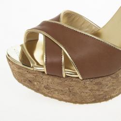 مملوكة مسبقًا Jimmy Choo Pape Mirrored Wedge Sandals Size 40.5