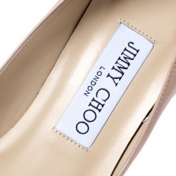 مملوكة مسبقًا حذاء كعب عالي جيمي تشو انوك مقدمة مدببة جلد لامع بيج مقاس 36