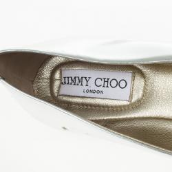 Pre Owned Jimmy Choo Silver Metallic Morse Ballet Flats Size 37