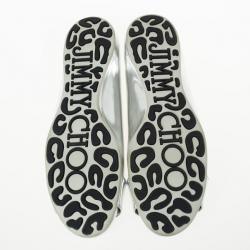 Pre Owned Jimmy Choo Silver Metallic Morse Ballet Flats Size 37