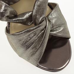 Pre Owned Jimmy Choo Metallic Suede Knotted Kemble Sandals Size 38 