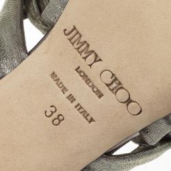 Pre Owned Jimmy Choo Metallic Suede Knotted Kemble Sandals Size 38 