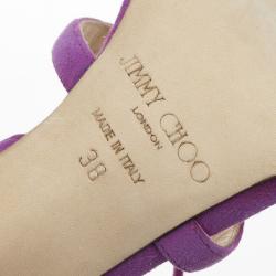 مملوكة مسبقًا Jimmy Choo Purple Suede Meddle Cage Lace-up Sandals Size 38 