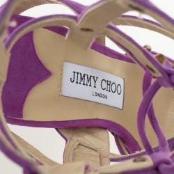 مملوكة مسبقًا Jimmy Choo Purple Suede Meddle Cage Lace-up Sandals Size 38 