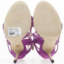 مملوكة مسبقًا Jimmy Choo Purple Suede Meddle Cage Lace-up Sandals Size 38 