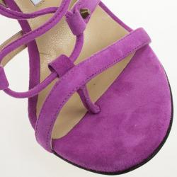 مملوكة مسبقًا Jimmy Choo Purple Suede Meddle Cage Lace-up Sandals Size 38 